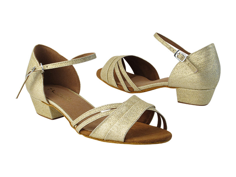 6030FT 19 Gold Glitter Satin with 1" Women Heel in the photo
