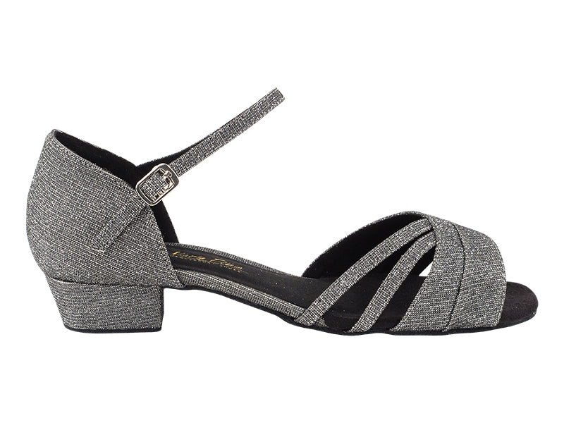 6030FT Black Glitter Satin with 1" Flat Heel in the photo