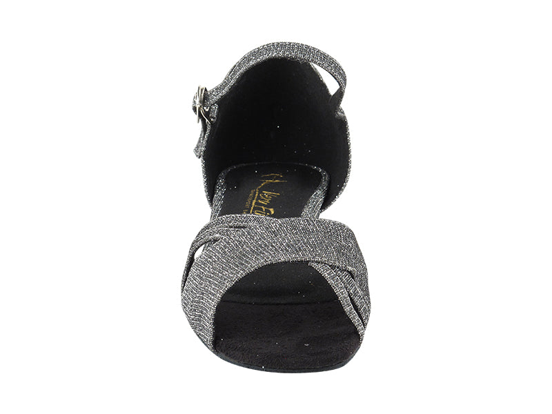 6030FT Black Glitter Satin with 1" Flat Heel in the photo