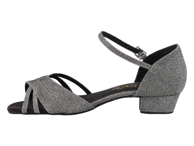 6030FT Black Glitter Satin with 1" Flat Heel in the photo