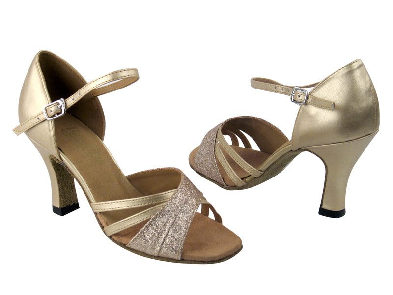 6030 125 Gold Stardust & 57 Light Gold Leather with 3" Heel in the photo