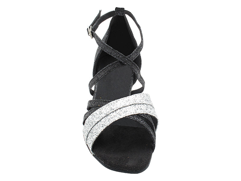 6030 126 Silver Stardust_127 Black Stardust_X-Strap Arch with loop with 1.5" Heel (2001) in the photo
