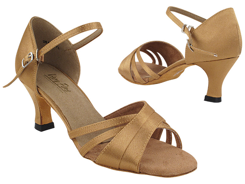 6030 Brown Satin with 2.5" Heel in the photo