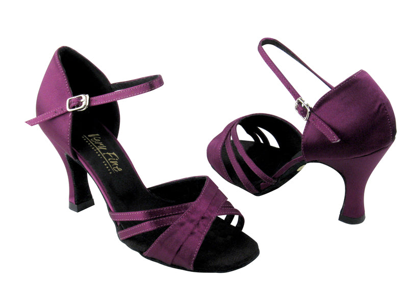 6030 Purple Satin with 3" Heel in the photo