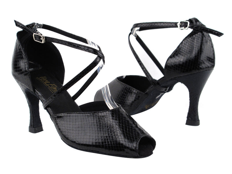 6033 222 Snake Black with 3.5" Heel in the photo