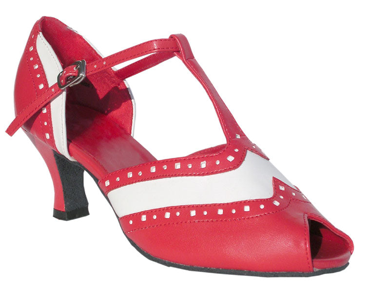 6034 Red Leather & White Trim