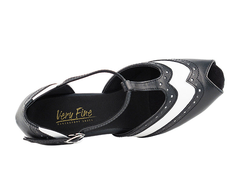 6034 Black Leather & White Trim