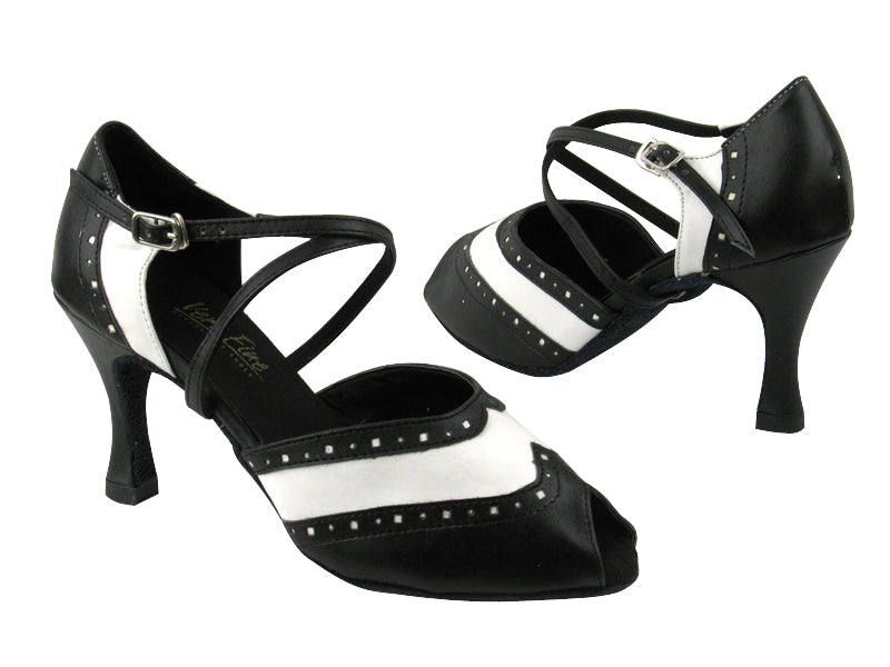 6035 Black Leather_White Leather with 3.5" heel in the photo