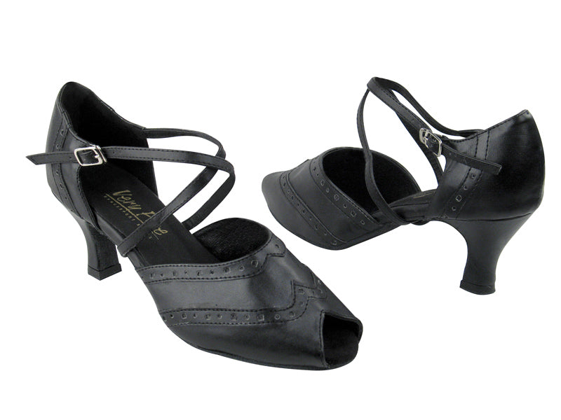 6035 Black Leather with 2.5" Low Heel in the photo