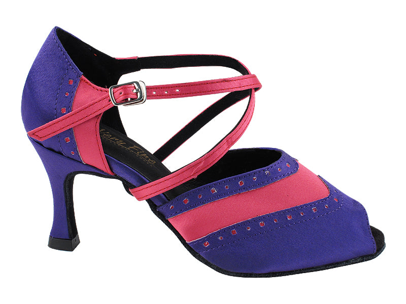 6035 245 Voilet Satin_246 Pink Satin Trim with 2.75" Slim Flare Heel (386) in the photo