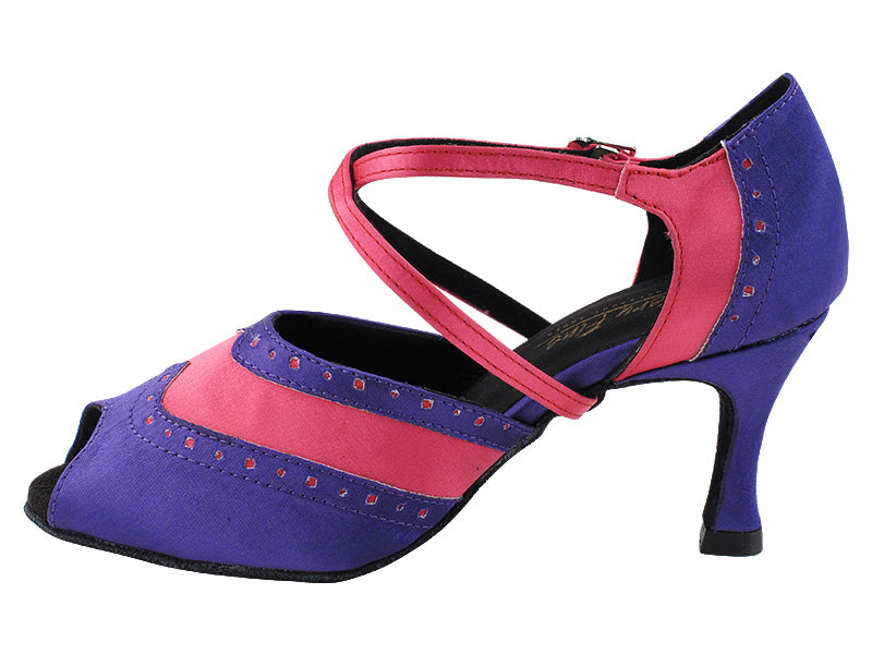 6035 245 Voilet Satin_246 Pink Satin Trim with 2.75" Slim Flare Heel (386) in the photo