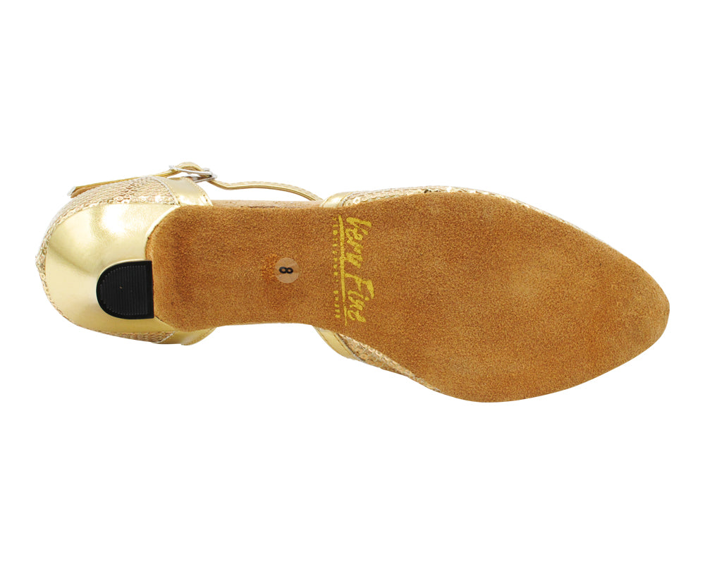 6814 Gold Sequin & Shiny Gold Trim with 1.3" Cuban Heel (387) in the photo
