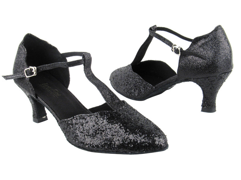 6819 12 Silver Sparkle_F_H_127 Black Stardust_B_S with 2.5" Heel in the photo