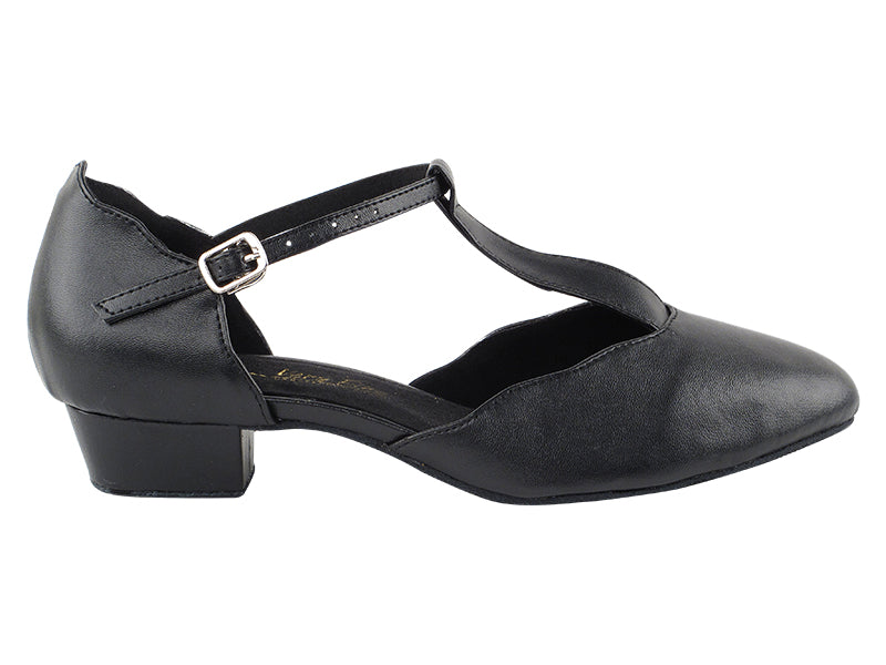 6819FT Black Leather with 1" Flat Heel in the photo