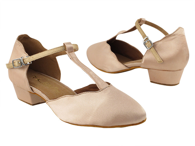 6819FT Flesh Satin with 1" Flat Heel in the photo