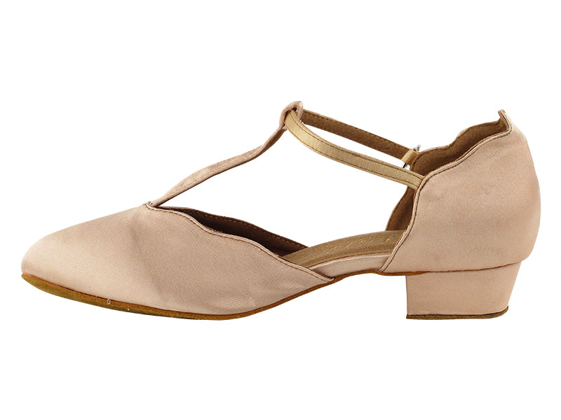6819FT Flesh Satin with 1" Flat Heel in the photo