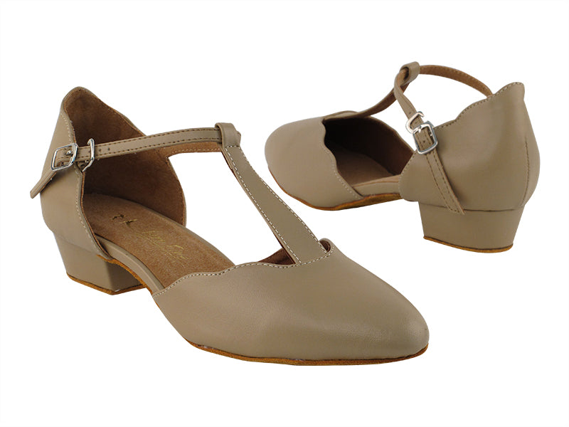 6819FT Tan Leather with 1" Flat Heel in the photo