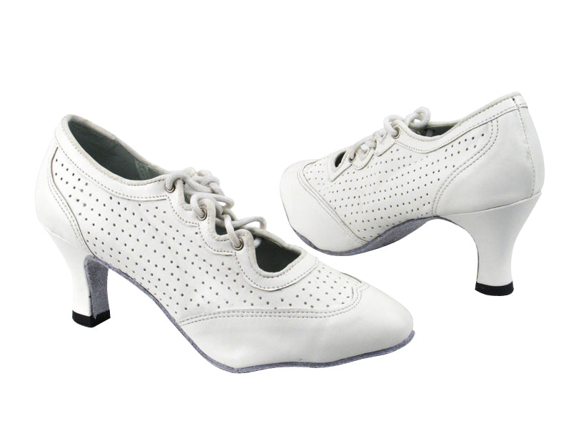 6823 White Perforated Leather with 2.5" low heel in the photo