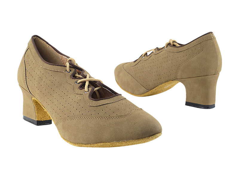 6823 134 Brown Perforated Nubuck with 2" Thick Cuban Heel in the photo