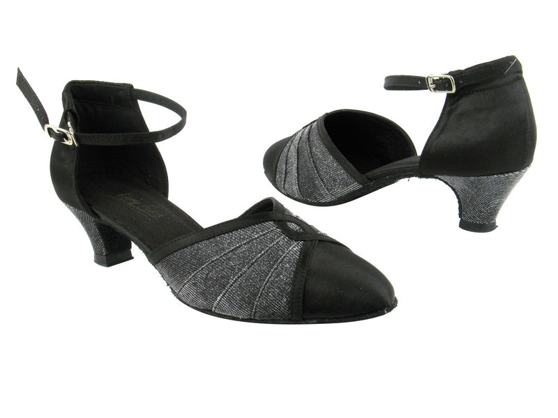 6825B 105 Black Glitter Satin_Black Satin_1620 BackStrap with 1.3" Heel in the photo