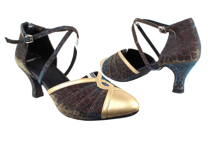 6825B 95 Blue Illusion_57 Light Gold Leather with 2.5" Heel in the photo