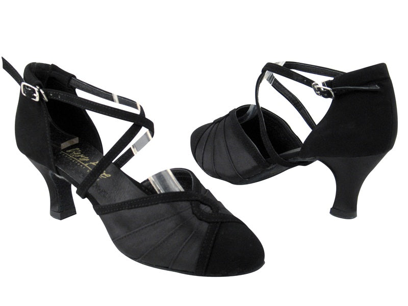 6825B Black Satin_Black Nubuck with 2.5" Low heel in the photo
