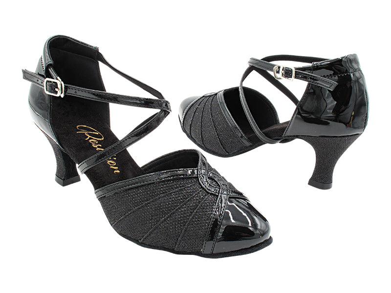 6825 Black Patent_273 Black Glittern with 2.5" Heel (2899) in the photo