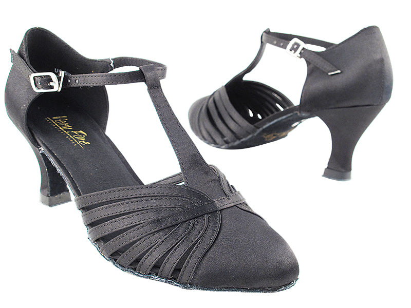 6829 Black Satin with 2.5" low heel in the photo