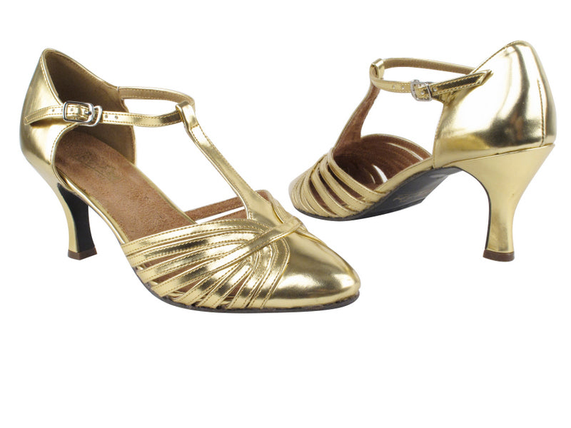 6829 Gold Leather with 2.5" Low heel in the photo