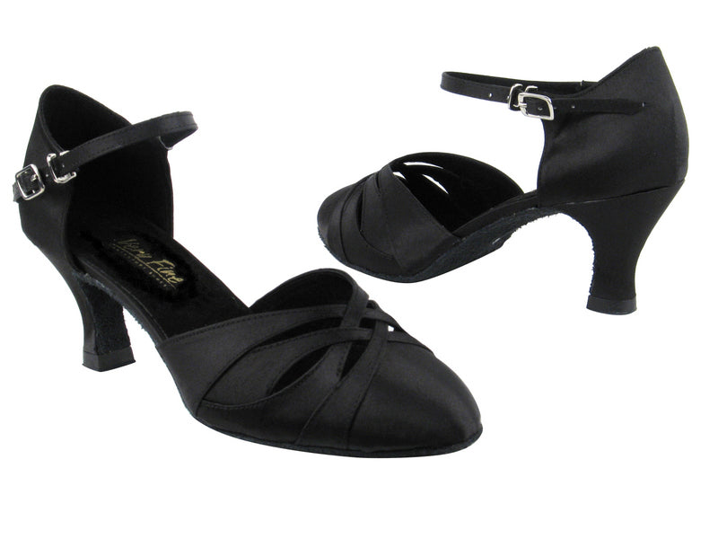 6830 Black Satin with 2.5" Heel in the photo