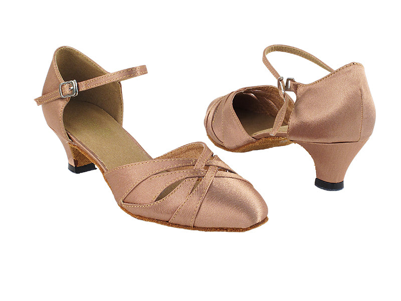 6830 81 Brown Satin with 1.3" Cuban Heel in the photo