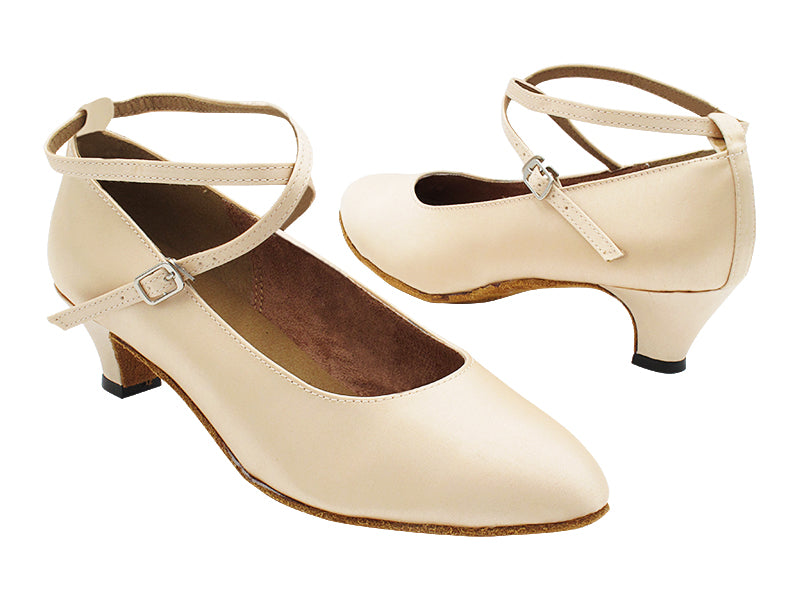 6853 Flesh Satin with 1.3" Cuban Heel (387) in the photo