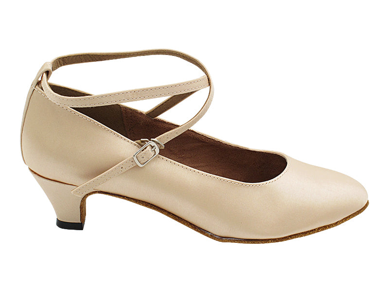 6853 Flesh Satin with 1.3" Cuban Heel (387) in the photo