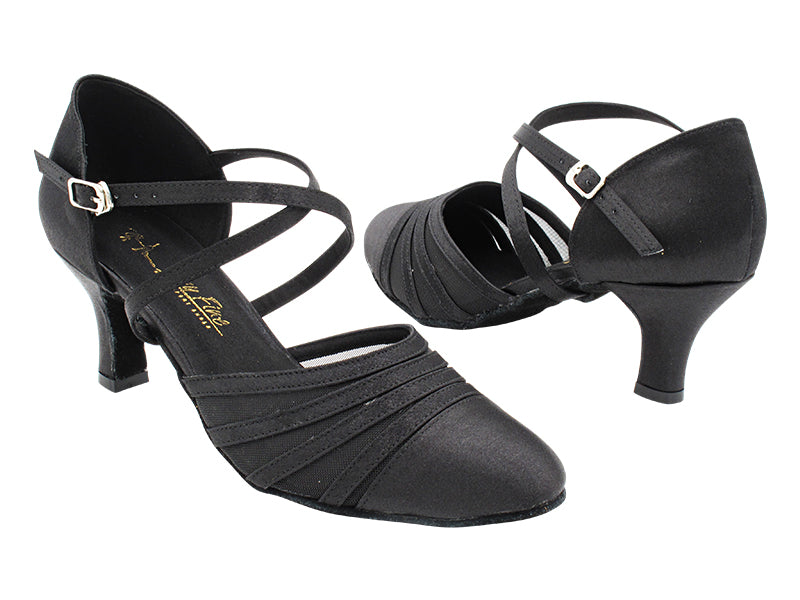 6862 Black Satin & Black Mesh with 2.5" Heel (2899) in the photo