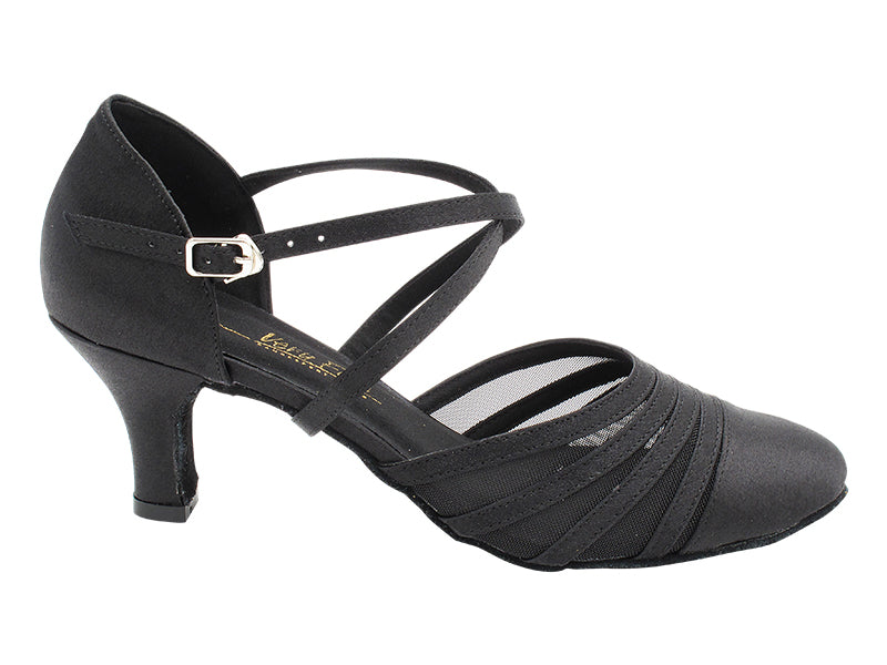 6862 Black Satin & Black Mesh with 2.5" Heel (2899) in the photo
