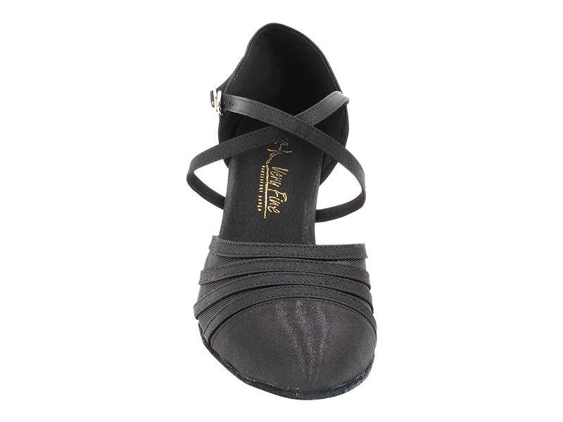 6862 Black Satin & Black Mesh with 2.5" Heel (2899) in the photo