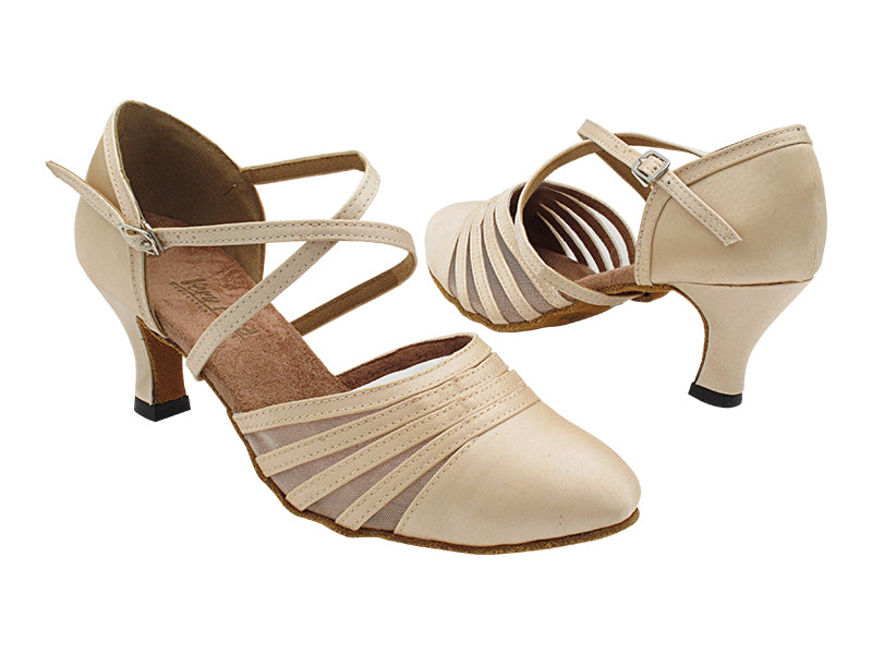 6862 Flesh Satin & Flesh Mesh with 2.5" Heel (2899) in the photo