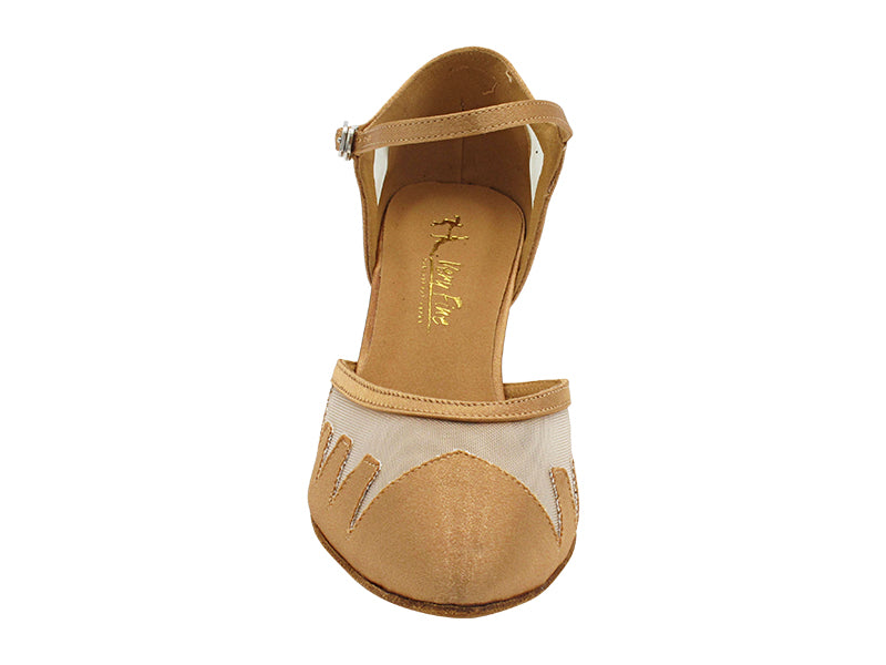 6863 Brown Satin & Flesh Mesh with 2.5" Heel (2899) in the photo