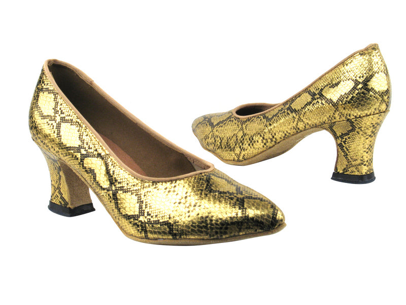 6901 251 Gold Snake with 2.2" Thick Cuban Heel in the photo