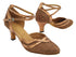 7887LEDSS Copper Glitter Satin & Dark Tan Copper Leather Trim with 2.5" Heel (2899) in the photo