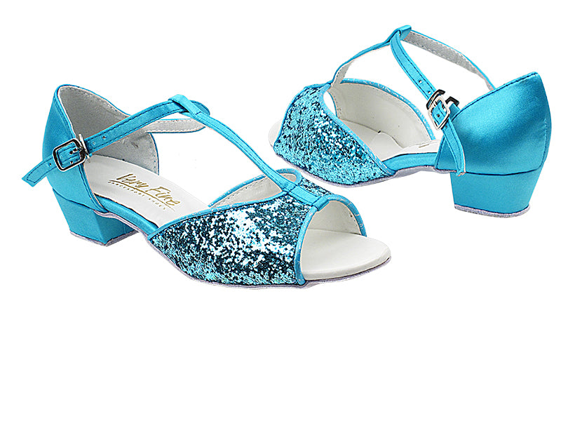 801G 188 Light Blue Sparkle_230 Light Blue Satin with 1.5" Medium Heel in the photo