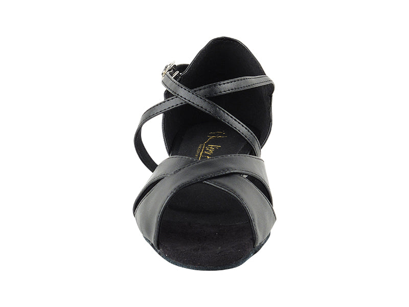 803FT Black Leather with 1" Flat Heel in the photo