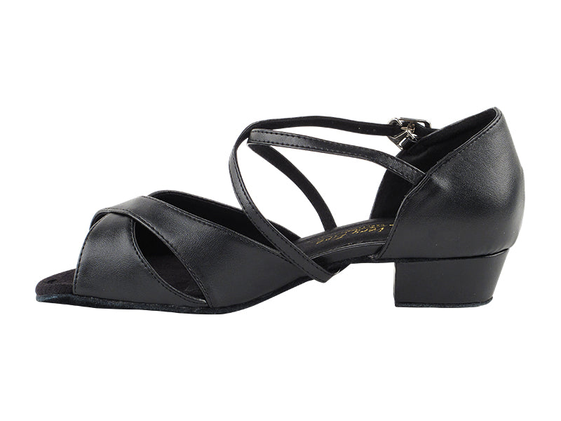 803FT Black Leather with 1" Flat Heel in the photo