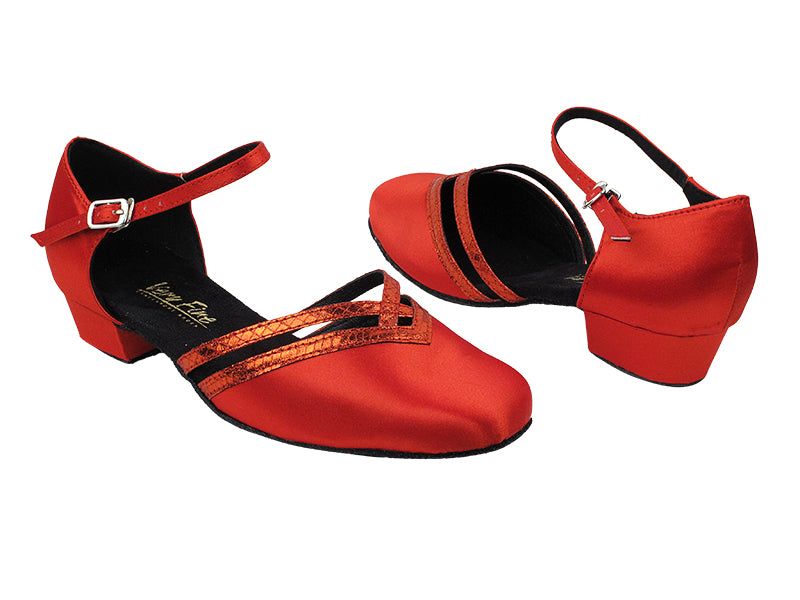 8881 112 Red Satin_225 Snake Red Trim with 1" Heel in the photo