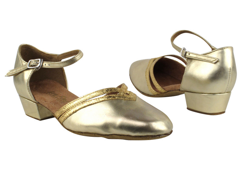 8881 209 Flesh Gold PU_204 Ultra Gold Trim with 1" Women Heel in the photo