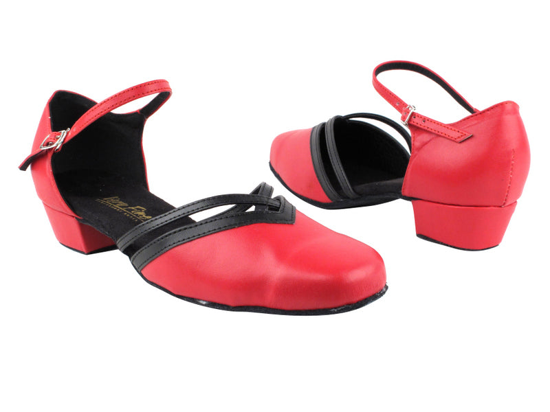 8881 211 Red Leather_140 Black Leather Trim with 1" Women Heel in the photo