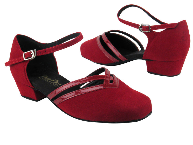 8881 228 Red Velvet_131 Red Patent Trim_Black Sole with 1" Women Heel in the photo