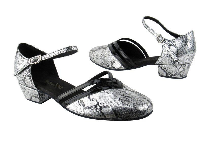 8881 250 Silver Snake_Black Patent Trim with 1" Women Heel in the photo