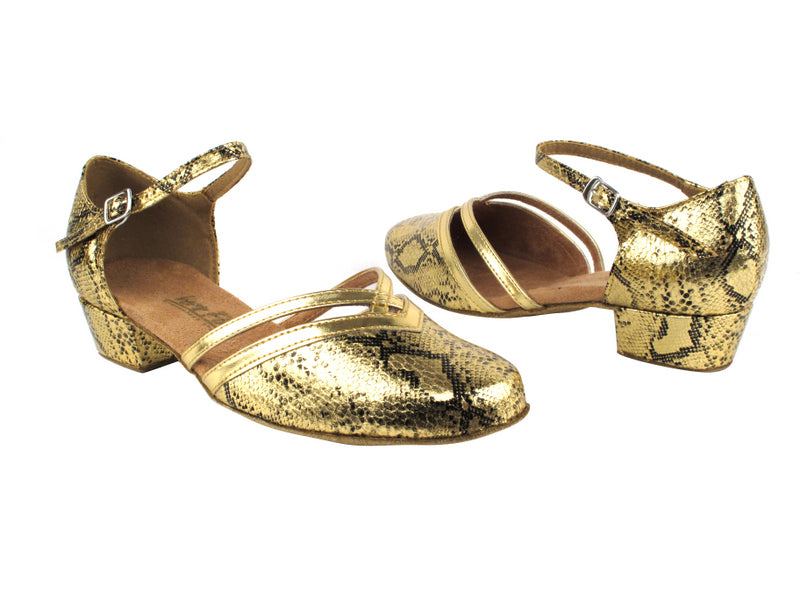 8881 251 Gold Snake_Gold Leather Trim with 1" Women Heel in the photo