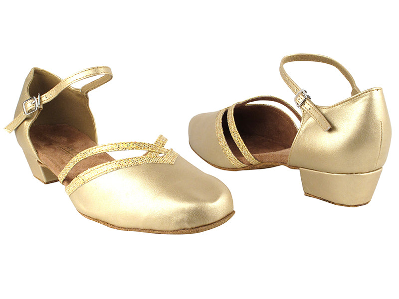 8881 57 Light Gold Leather_173 Light Gold Scale Trim with 1" Women Heel in the photo